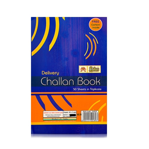 Lotus Big Triplicate Challan Book With Free Carbon Inside, Size: 14x22 cm (50 Sheets)